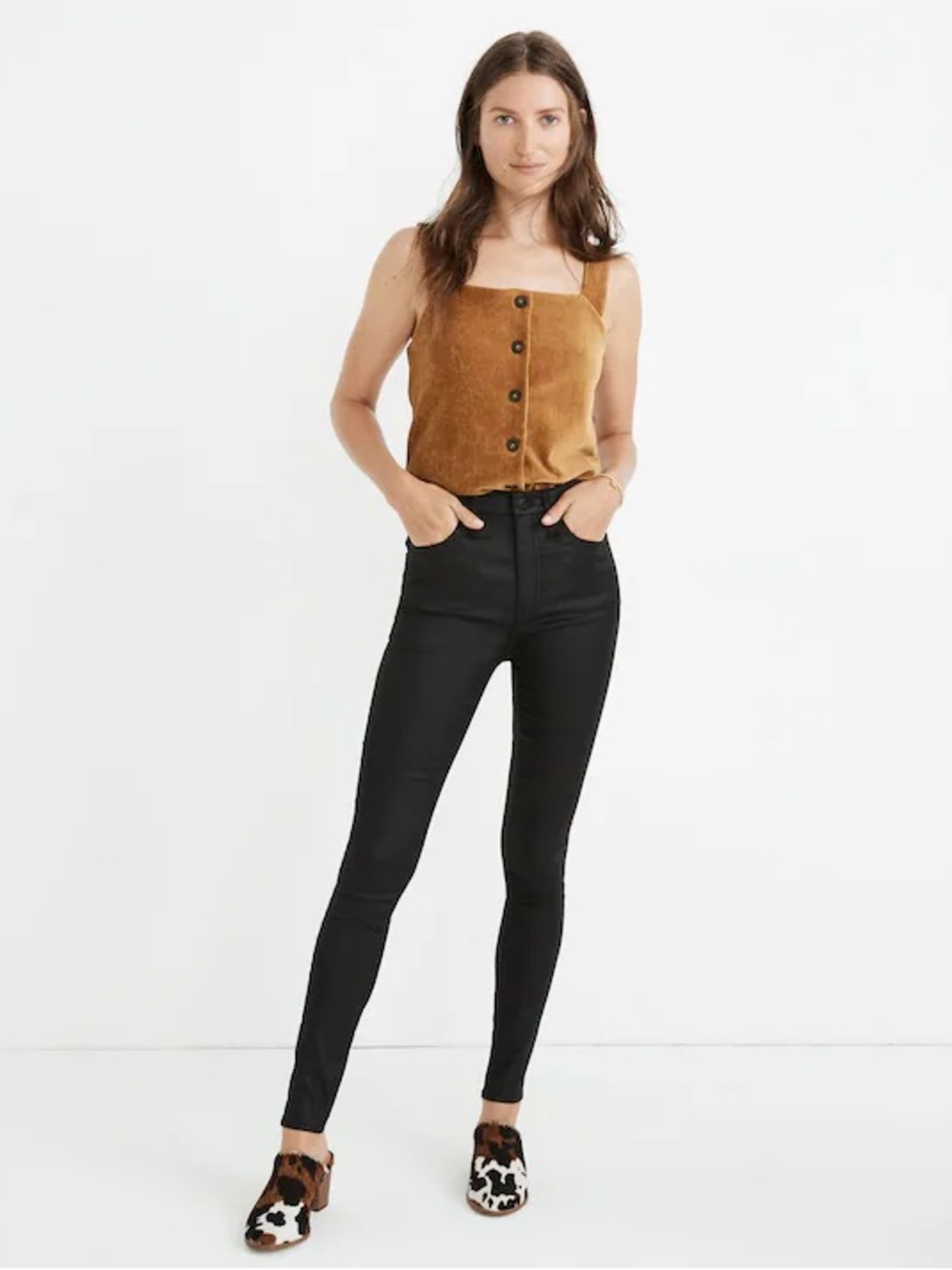 Madewell Skinny Coated Black Denim Jeans 26